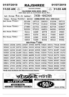 goa state lottery rajshree today result 7.30 pm|Rajshree Results .